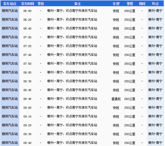桂林柳州汽车-柳州汽车总站网上订票查询